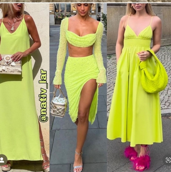 Zara Poplin Dress with Pockets Midi Maxi Lime - Picture 8 of 12
